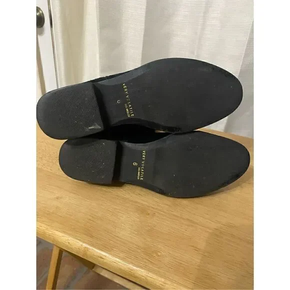 Very volatile black suede tall riding boots knee boots - Picture 3 of 6